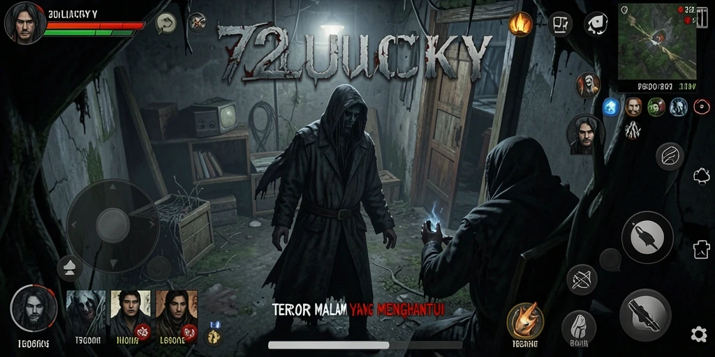 Screenshot dari gameplay seram 72LUCKY yang menegangkan.