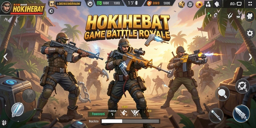 Gameplay HOKIHEBAT yang menampilkan aksi Battle Royale mendebarkan.