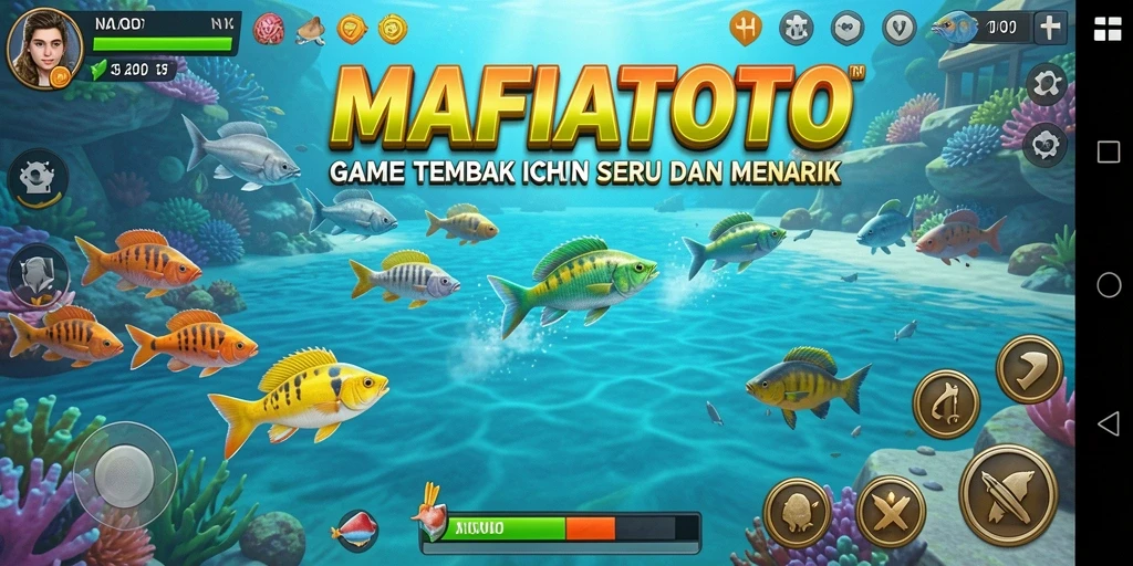 Screenshot gameplay MAFIATOTO dengan aksi menembak ikan yang seru.