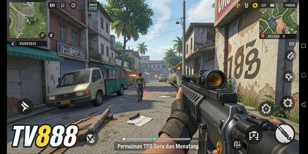 Tangkapan layar TV888 menampilkan aksi gameplay TPS yang mendebarkan.